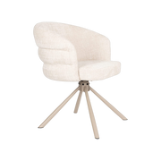 Sedia girevole con braccioli in tessuto e metallo beige 63x62x77cm Ambroise - The Cool Republic