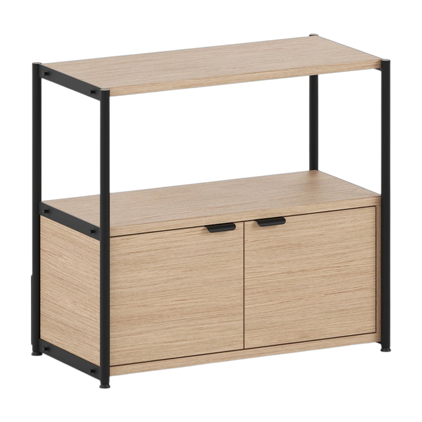 Regal mit 2 Türen aus umweltzertifiziertem Holz und Graphit-Stahl 75x84cm Unit - TIPTOE