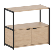 Shelving Unit with 2 Doors in Eco-Certified Wood and Graphite Steel 75x84cm Unit - TIPTOE