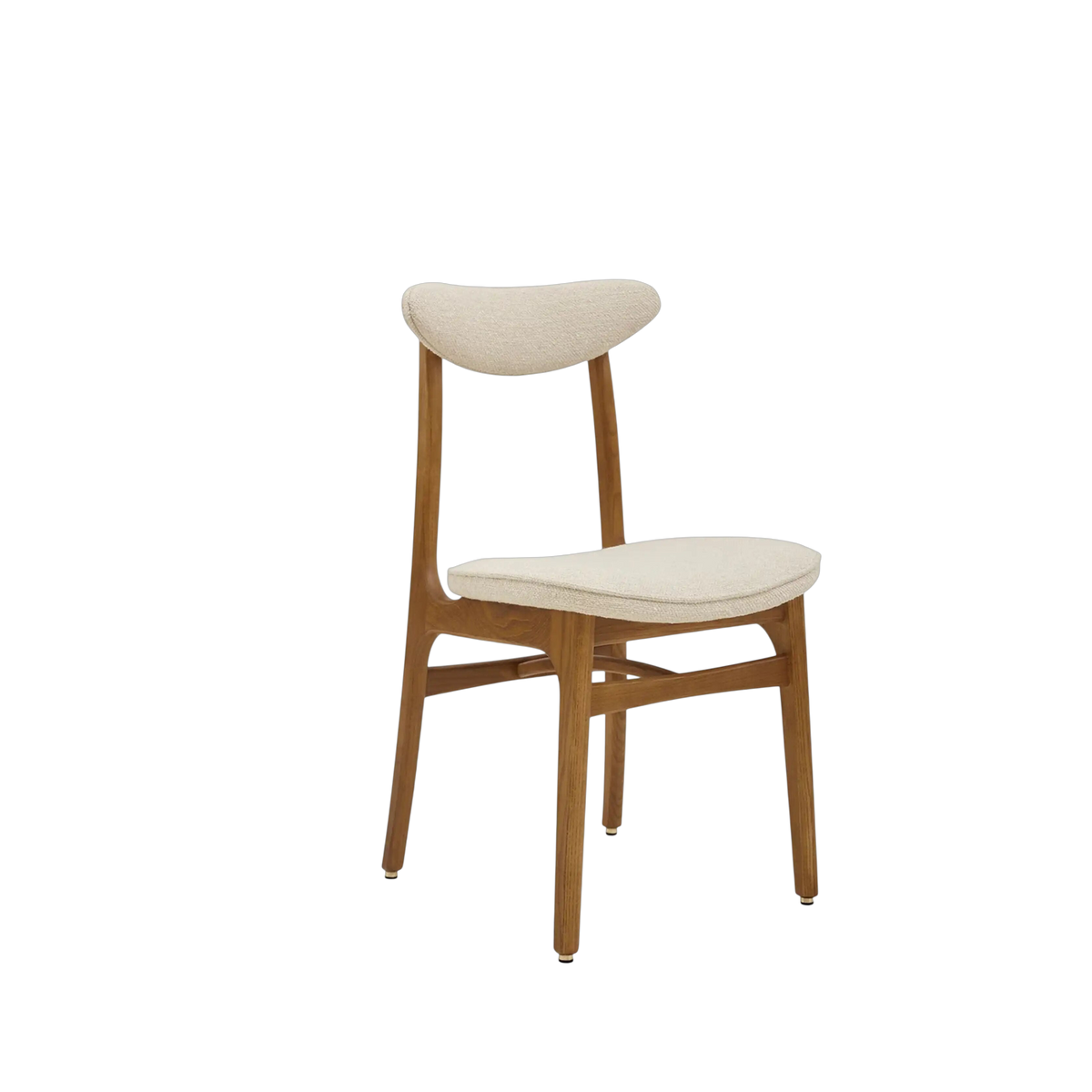 Chaise en tissu bouclé crème et frêne foncé 52 x 45 Série 200-190 - 366 Concept