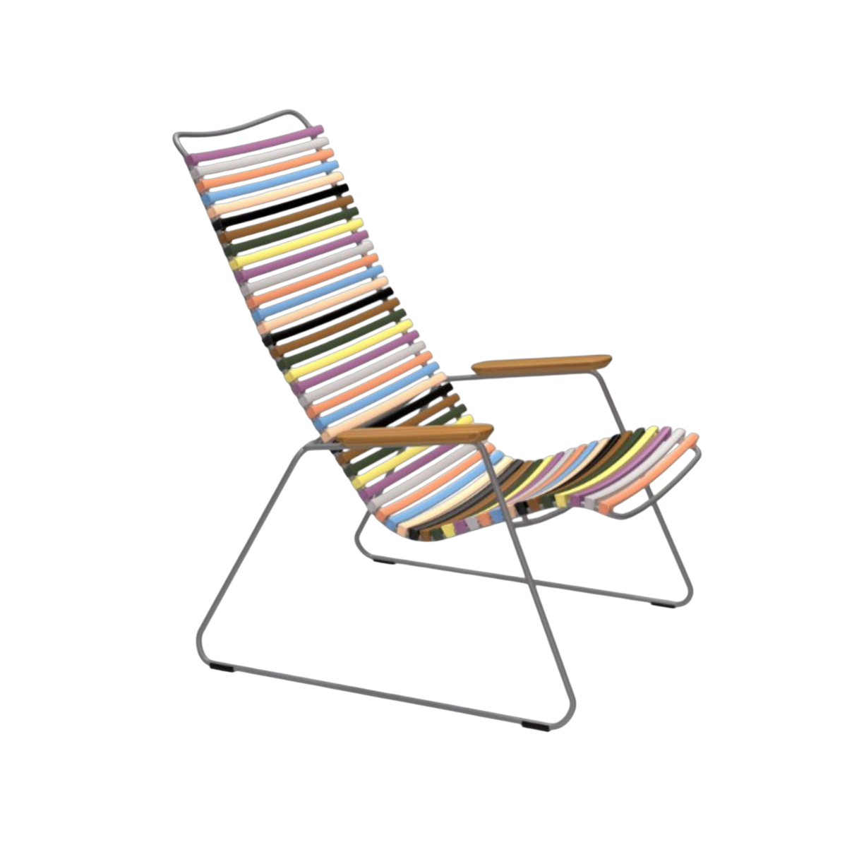 Chaise lounge in acciaio e lamelle di plastica multicolore 2 60x145x32cm - Houe