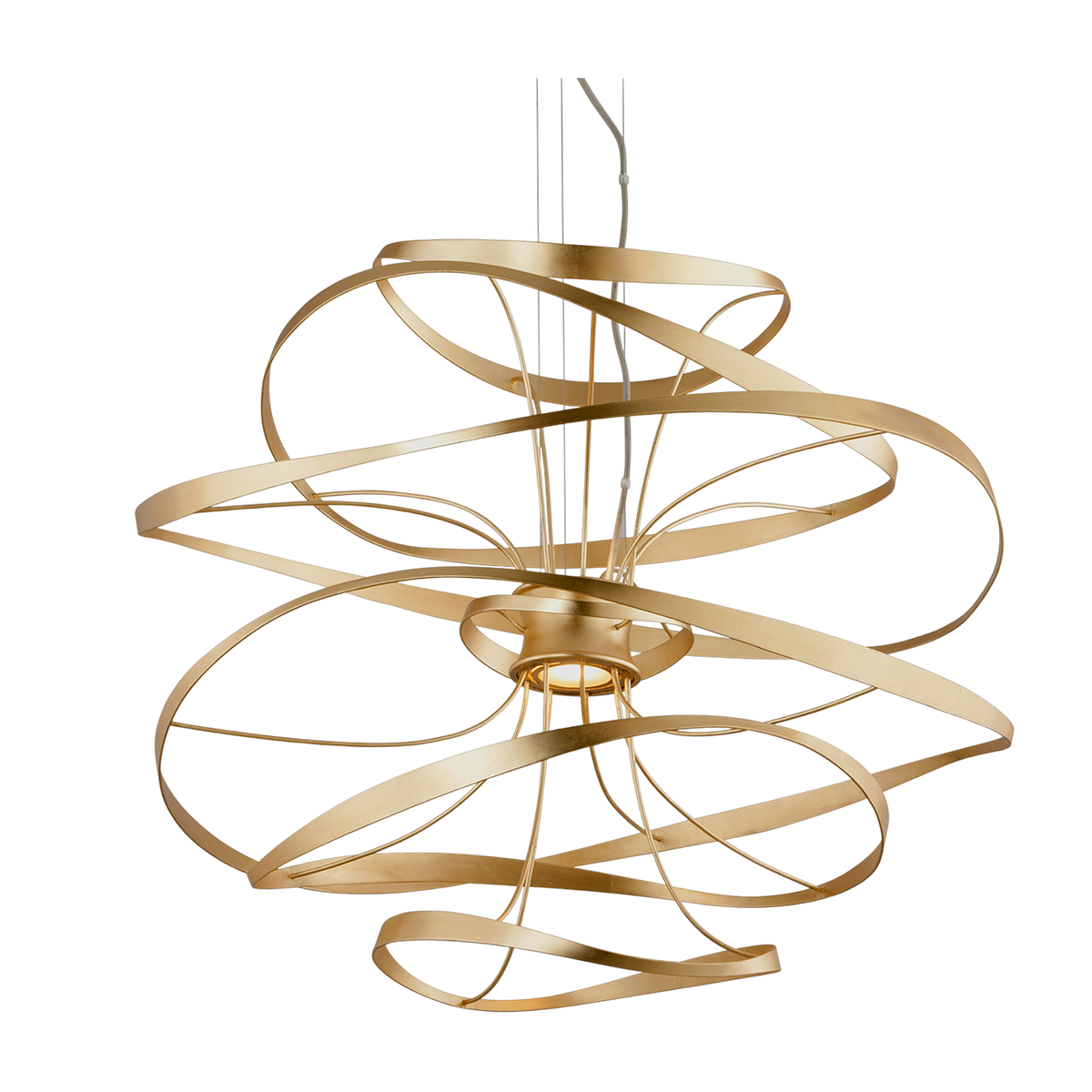 Suspension en fer feuille d'or et acier poli 80cm Calligraphy - Corbett Lighting