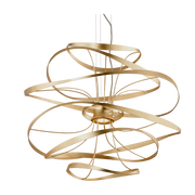 Suspension en fer feuille d'or et acier poli 80cm Calligraphy - Corbett Lighting