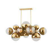 Suspension linéaire en acier laiton poli ancien 144x69x69cm Kyoto - Corbett Lighting