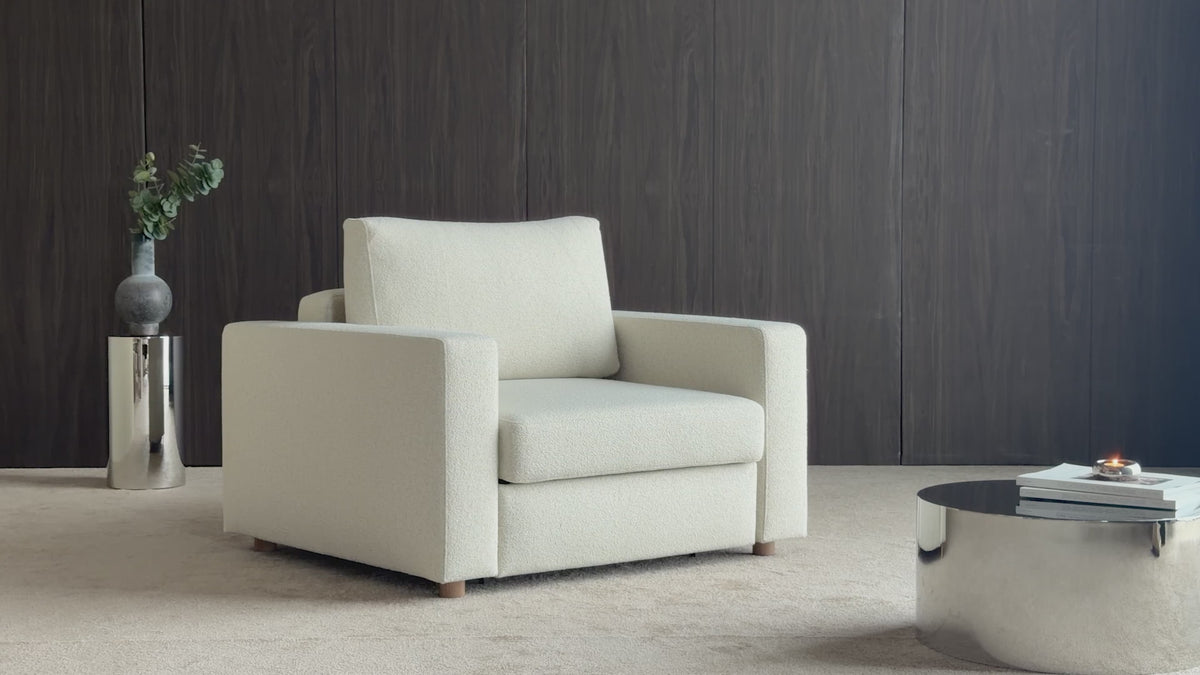 Video laden: Umwandelbarer Sessel aus recyceltem Polyester Braun 127x109x70cm Neah - Innovation Living