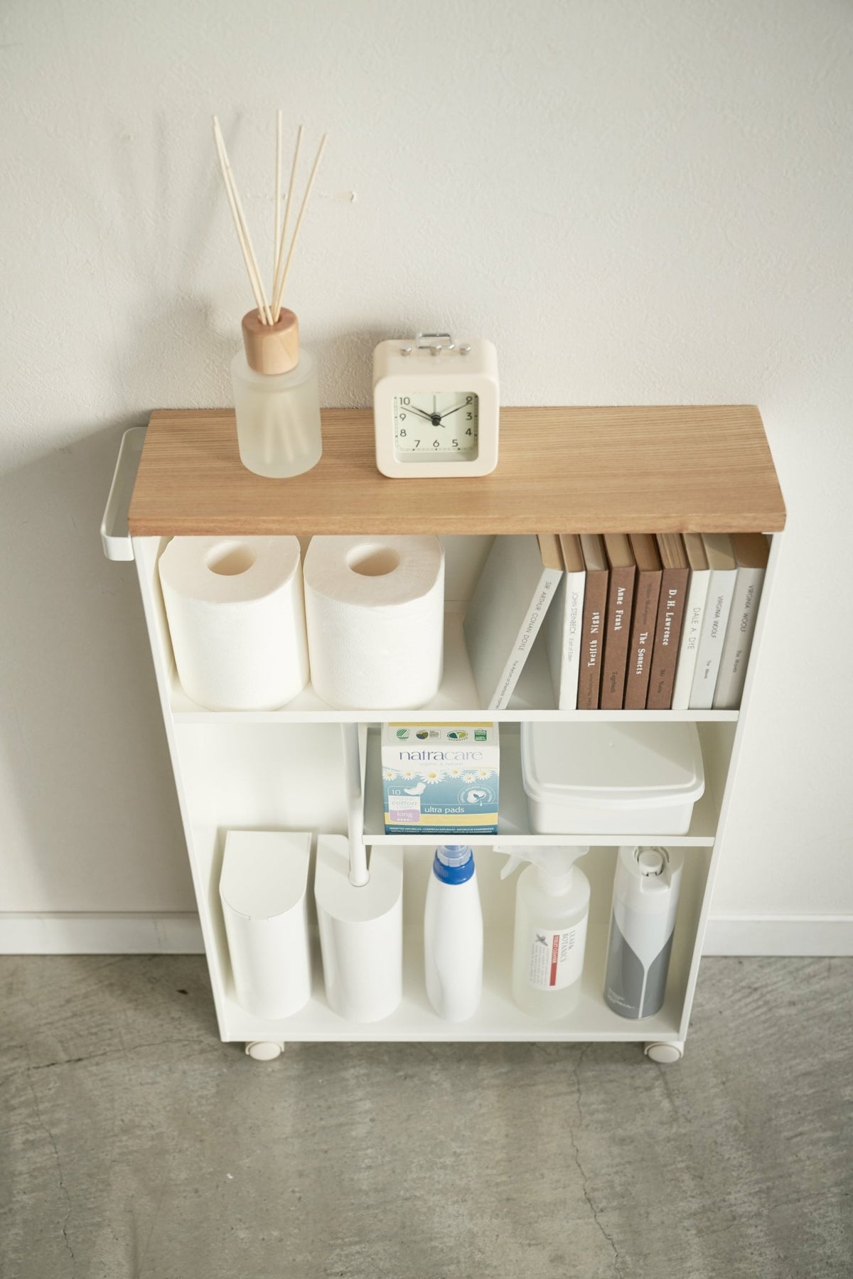 One side storage drawer in white steel and wood - Yamazaki - The Cool Republic