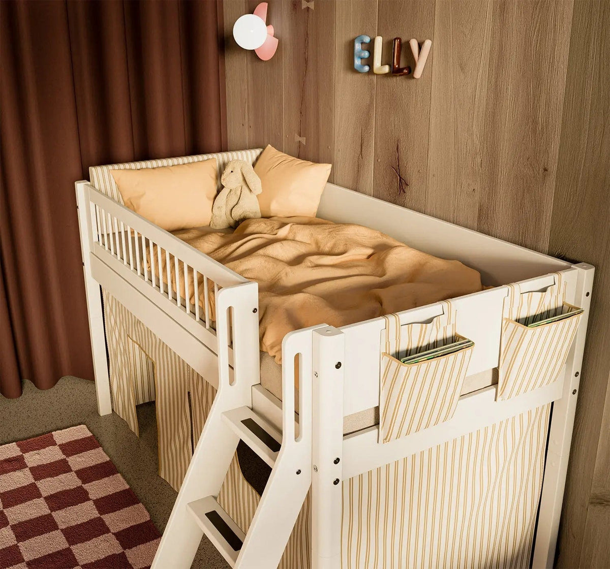 Rangement suspendu pour lit en coton blanc à rayures 28,5x39,5cm Dawn - Flexa — vue 2