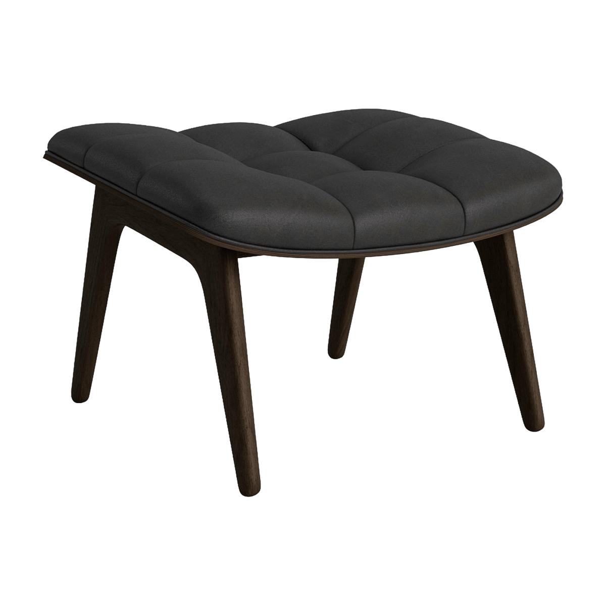 Smoked oak footrest with charcoal leather upholstery Mammoth - NORR11 - The Cool Republic