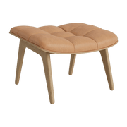 Natural oak footrest with camel leather upholstery Mammoth - NORR11 - The Cool Republic