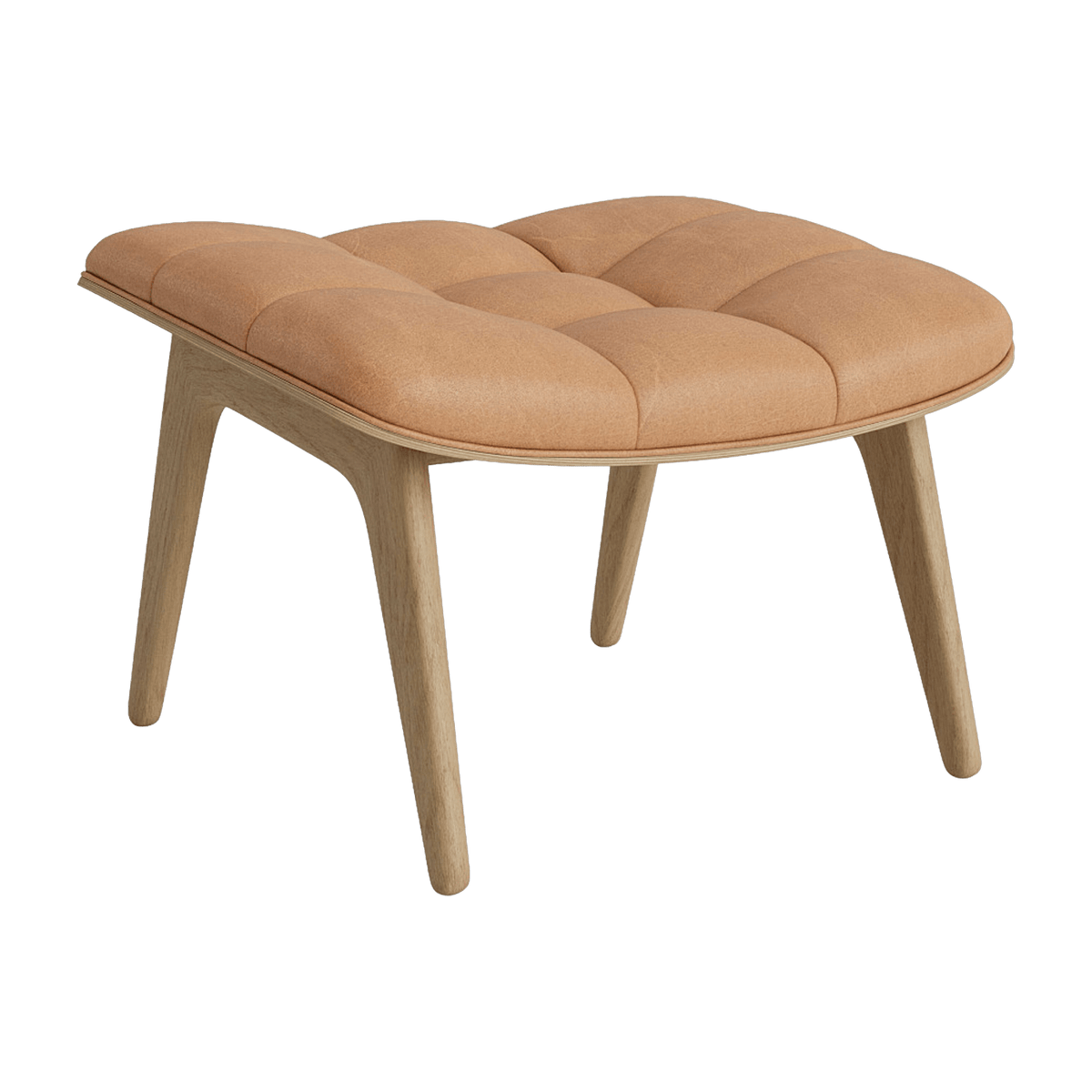 Natural oak footrest with camel leather upholstery Mammoth - NORR11 - The Cool Republic
