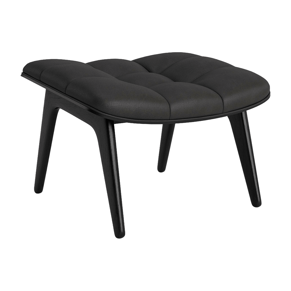 Repose-pieds en chêne noir et rembourrage en cuir anthracite Mammoth - NORR11 - The Cool Republic