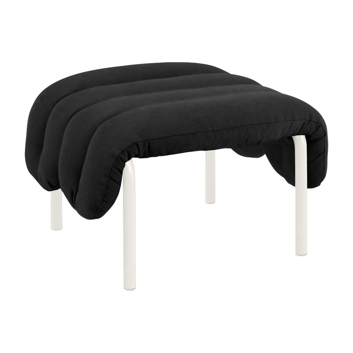 Repose-pieds en coton anthracite et acier crème Puffy - Hem - The Cool Republic