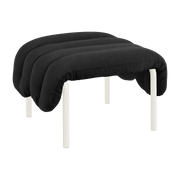 Repose-pieds en coton anthracite et acier crème Puffy - Hem - The Cool Republic