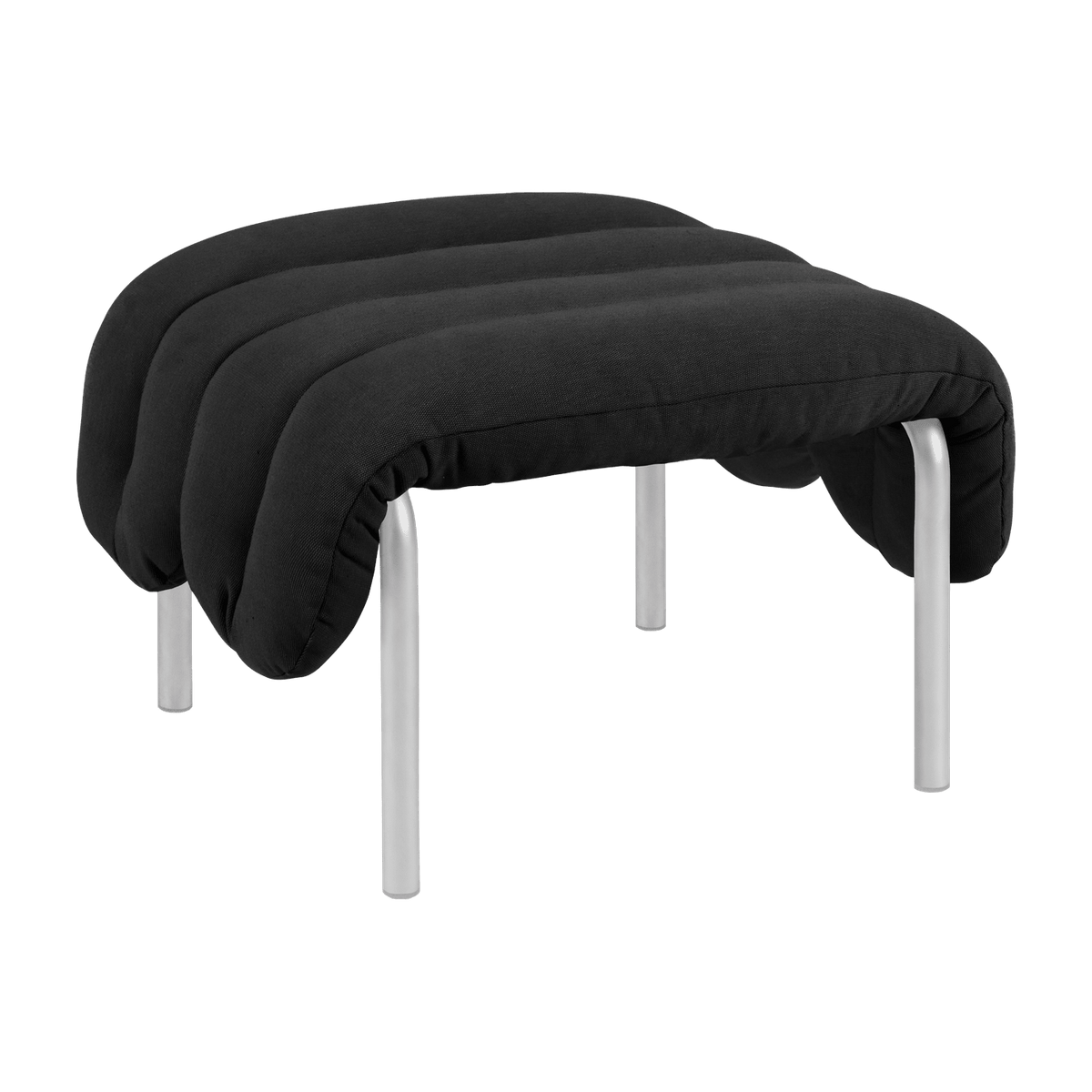 Repose-pieds en coton anthracite et acier Puffy - Hem - The Cool Republic