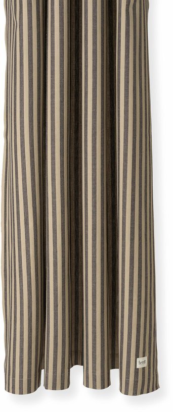 Rideau de douche en coton rayé noir sable 160 x 205 cm Chambray - Ferm Living - The Cool Republic