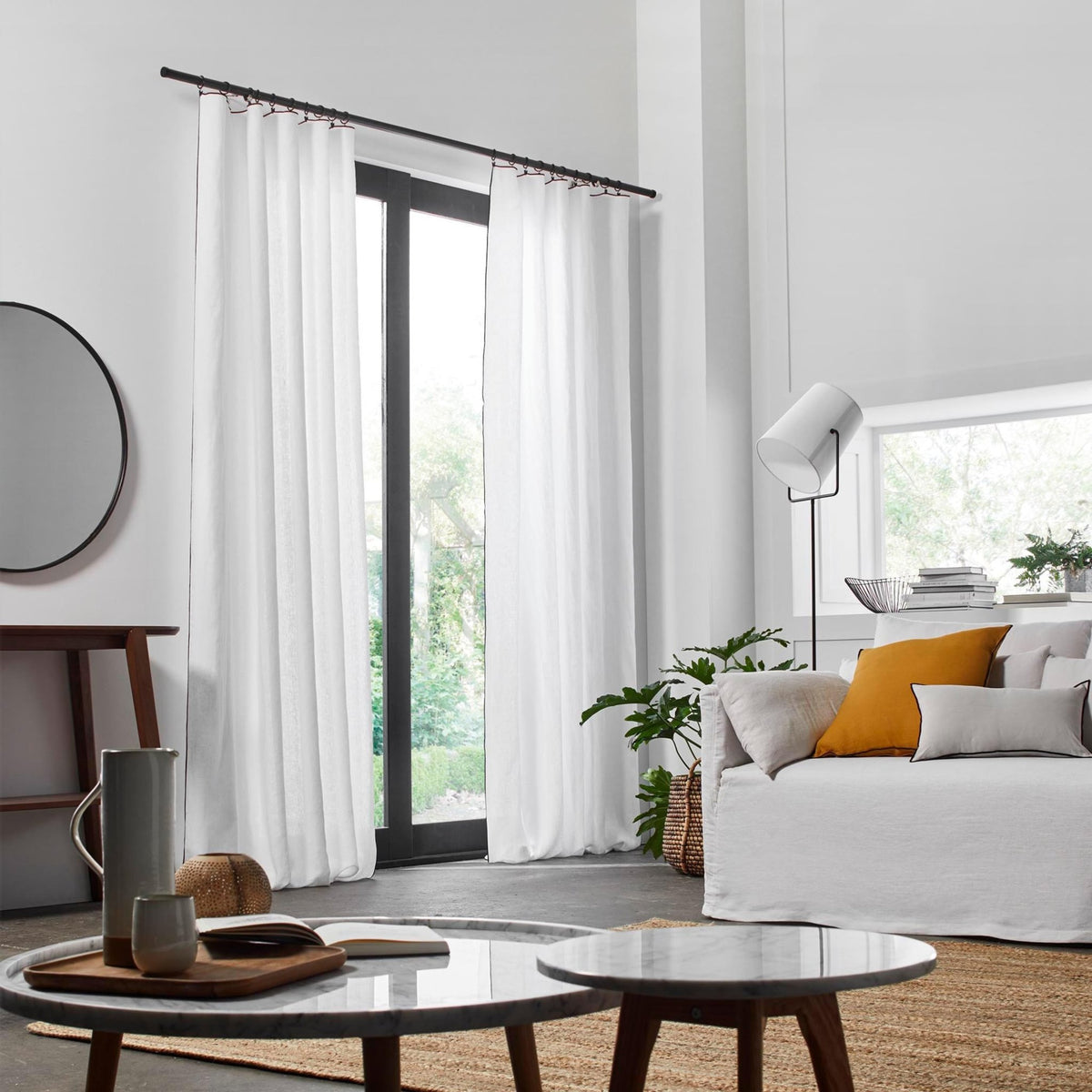 Rideau en lin blanc 150x350 Carlina - Madura - The Cool Republic