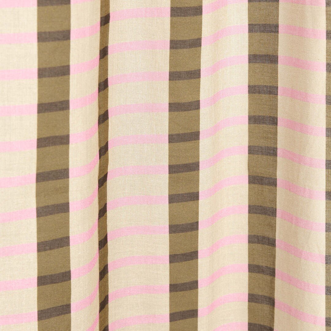 Rideau en voile de coton à carreaux vert kaki et rose 140 x 280 x 1 cm Wendy - Nobodinoz - The Cool Republic