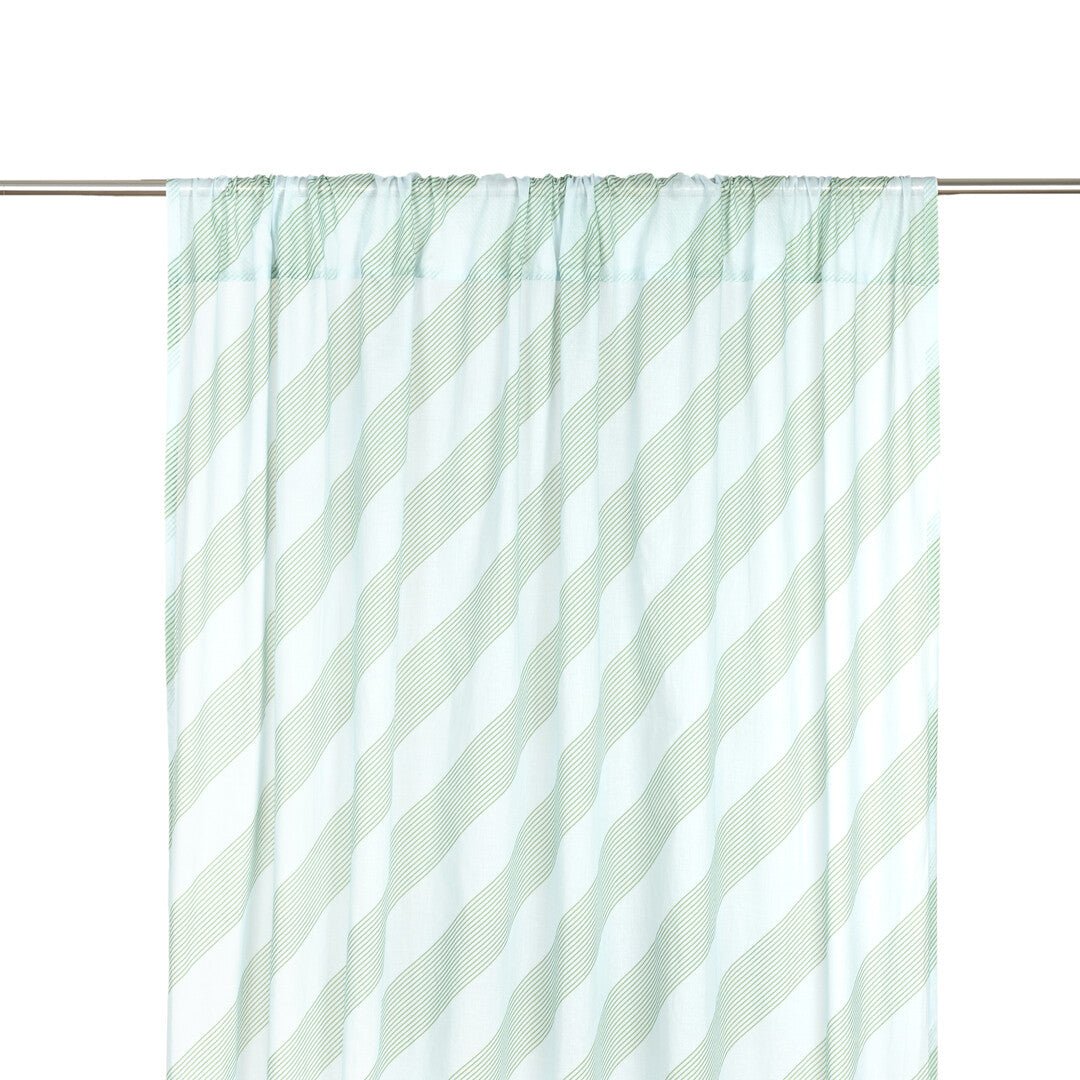 Rideau en voile de coton à rayures bleu et vert 140 x 280 x 1 cm Wendy - Nobodinoz - The Cool Republic