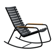 Rocking chair en plastique recyclé aluminium noire et bambou Reclips - Houe - The Cool Republic