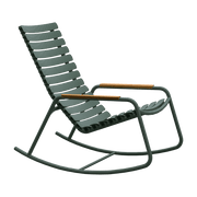 Rocking chair en plastique recyclé aluminium vert olive et bambou Reclips - Houe - The Cool Republic