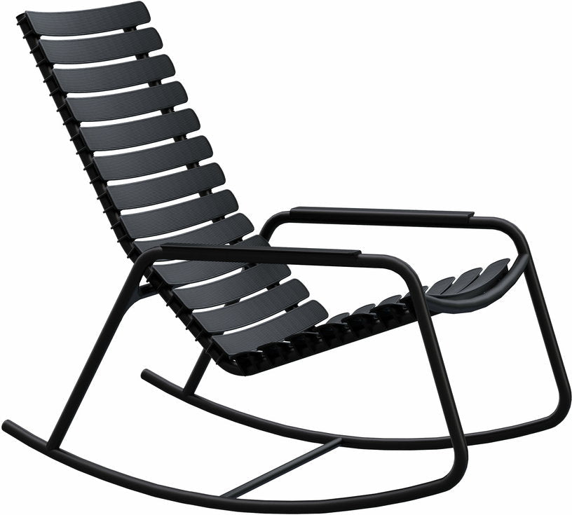Rocking chair en plastique recyclé et aluminium noir Reclips - Houe - The Cool Republic