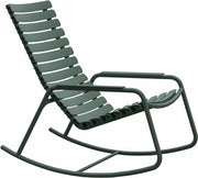 Rocking chair en plastique recyclé et aluminium vert olive Reclips - Houe - The Cool Republic