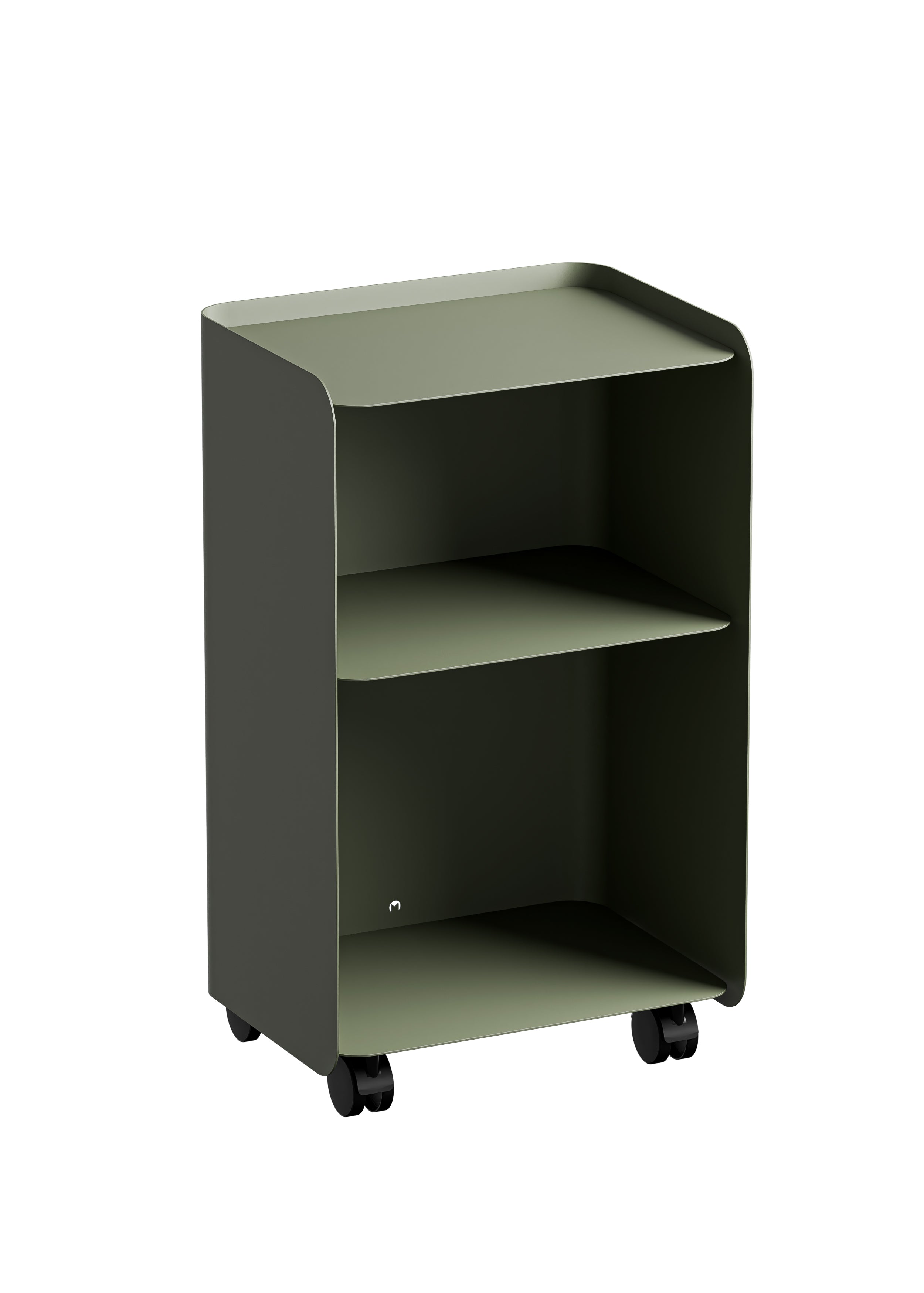 Mesa auxiliar de dos niveles con ruedas de acero verde 40x30x67,5cm Juno - Metallbude