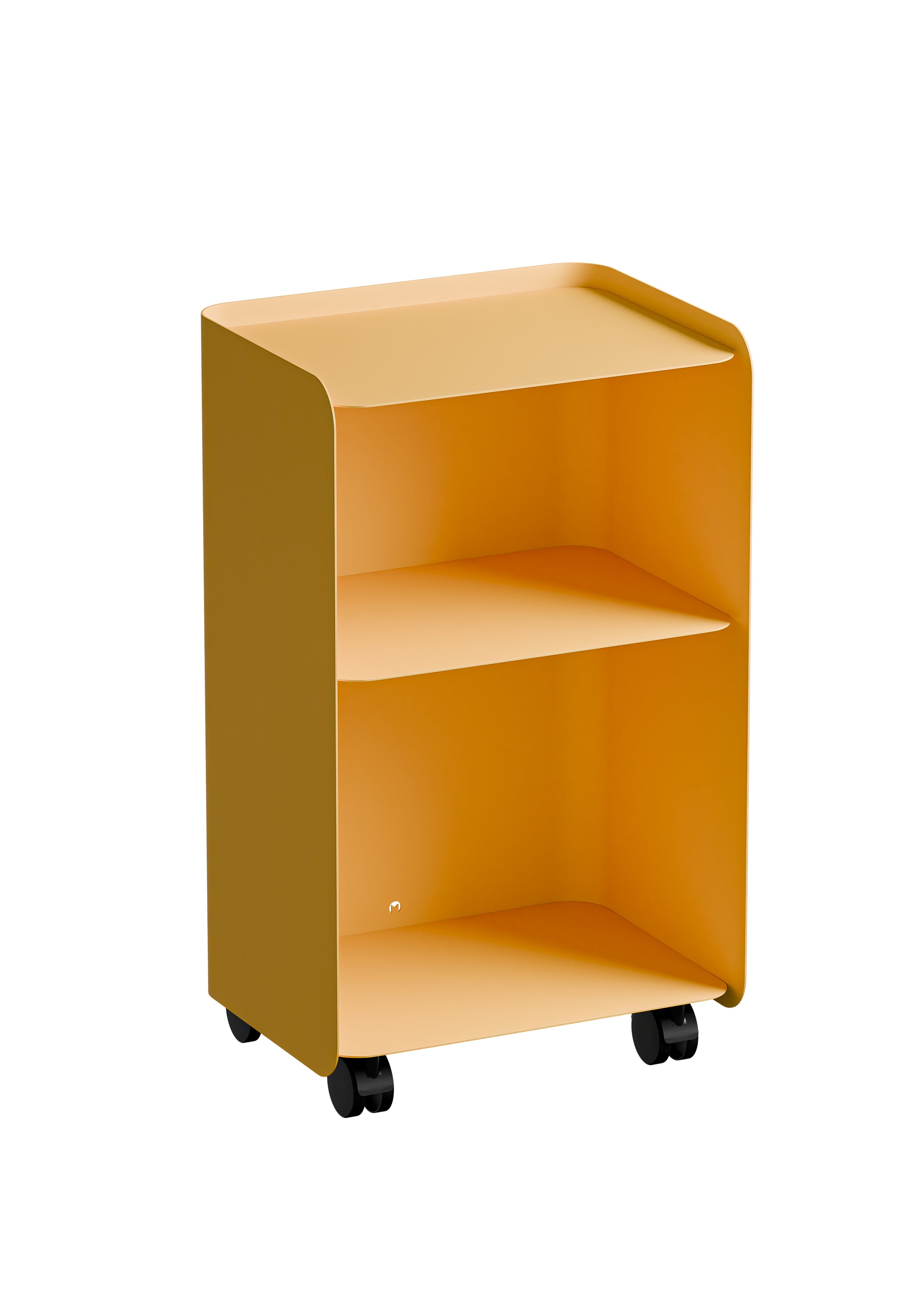 Mesa auxiliar de dos niveles con ruedas de acero amarillo 40x30x67,5cm Juno - Metallbude