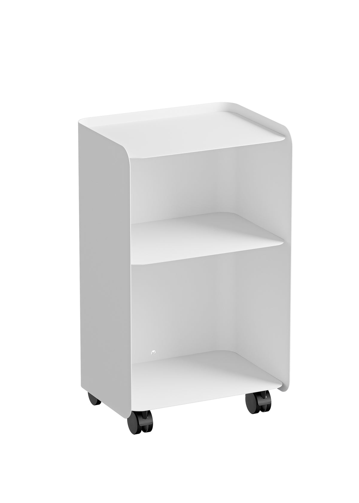 Mesa auxiliar de dos niveles con ruedas de acero blanco 40x30x67,5cm Juno - Metallbude