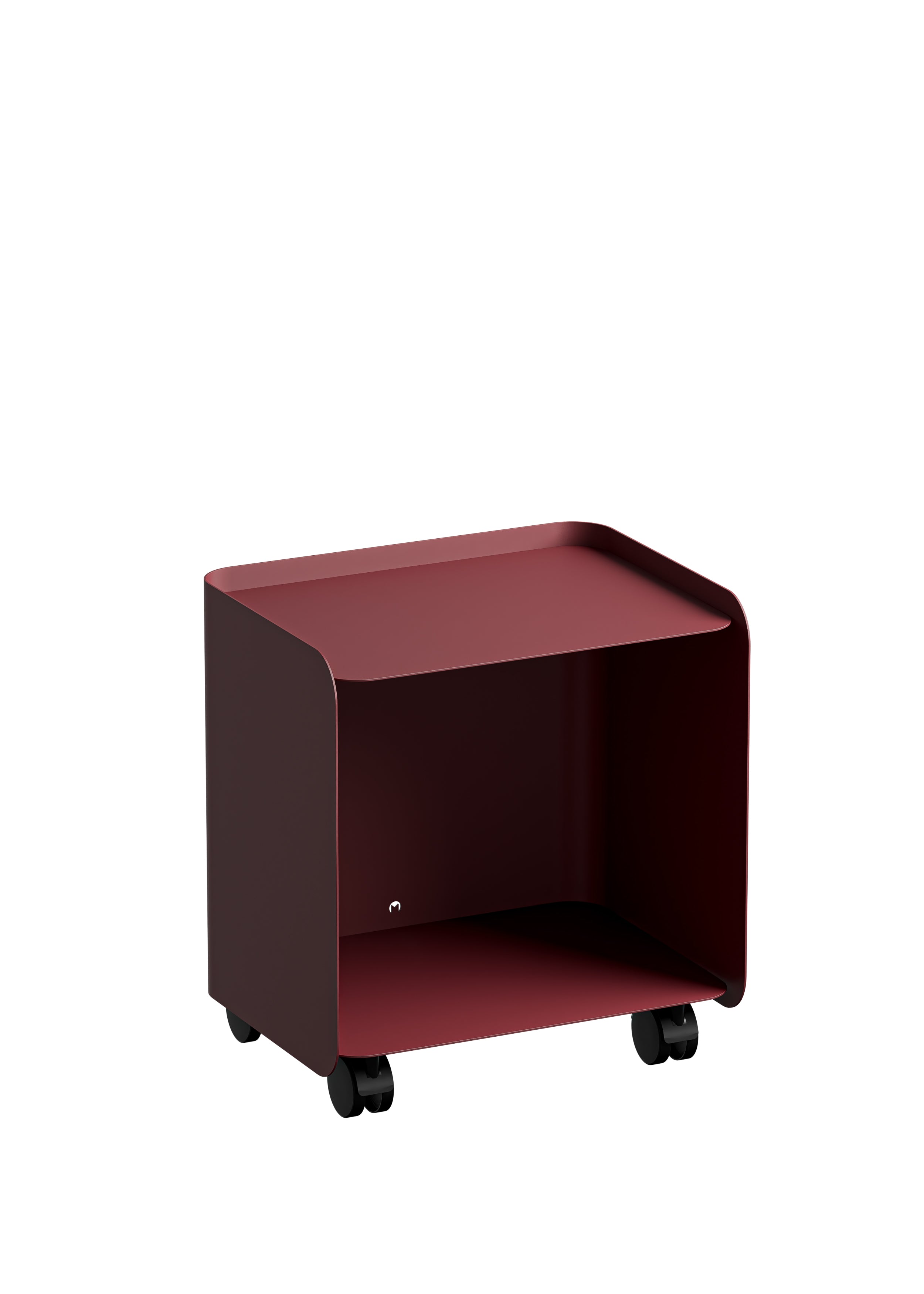 Mesa auxiliar con ruedas de acero burdeos 40x30x43,5cm Juno - Metallbude