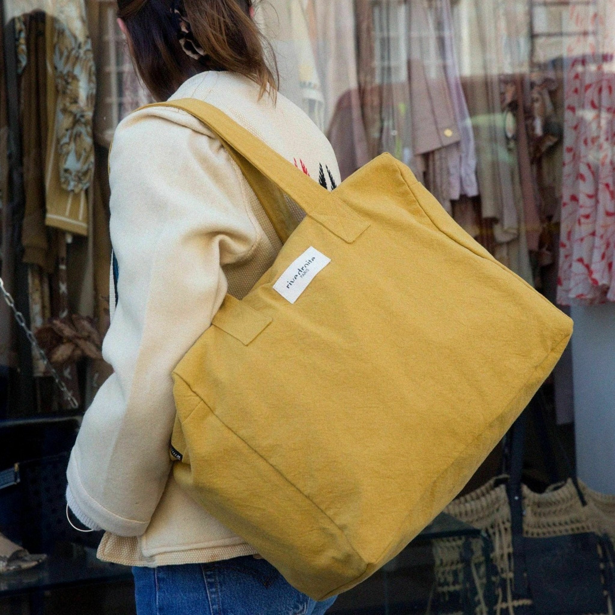 Sac 24H moutarde en coton recyclé Célestins - Rive Droite Paris - The Cool Republic