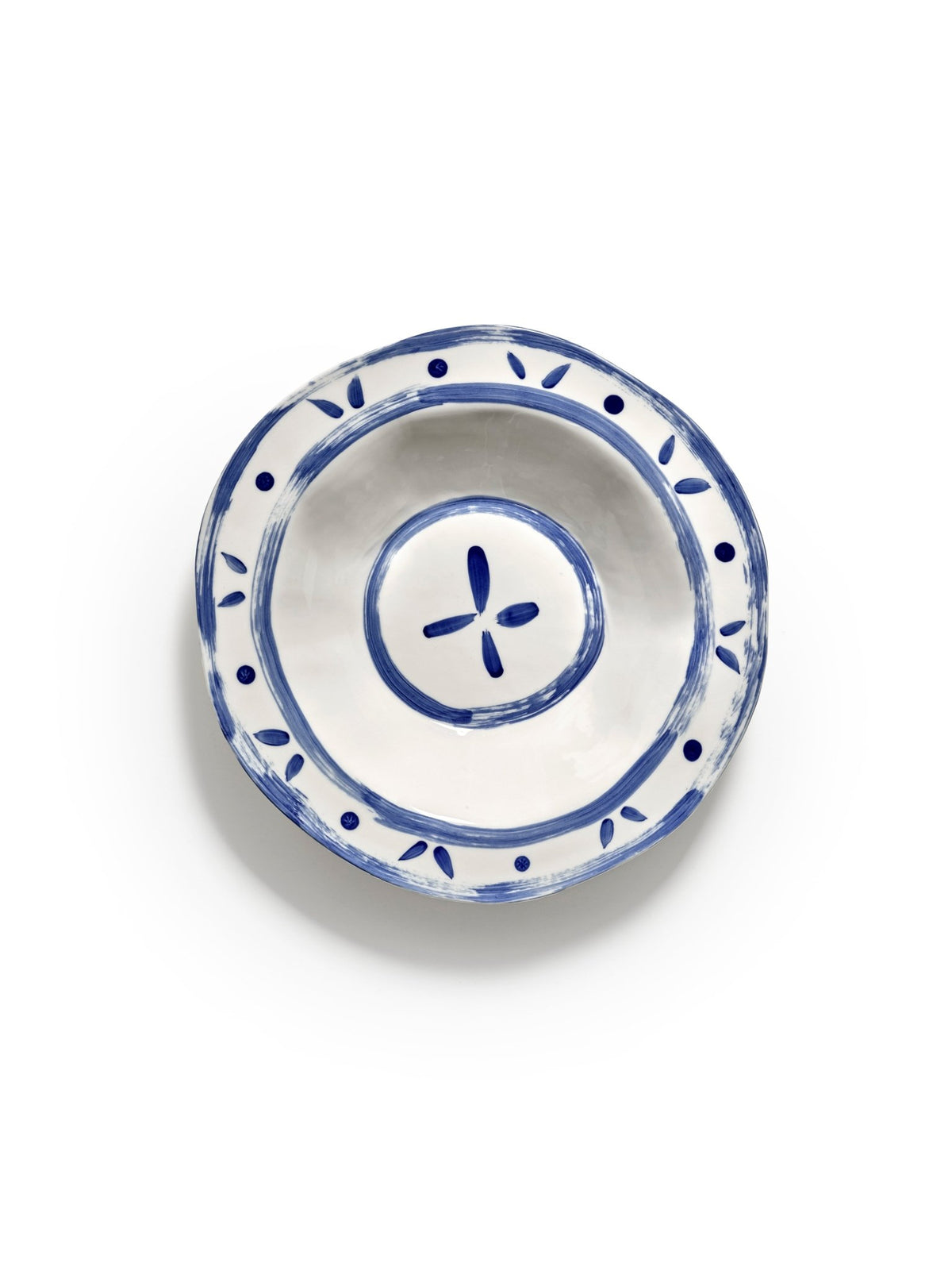 Saladier rond en grès blanc et bleu 33,5x32,5x5,5cm 02 Line-up - Serax - The Cool Republic