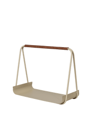 Seau à bois en acier beige et cuir marron 42 x 40 x 32,4 cm Port - Ferm Living - The Cool Republic