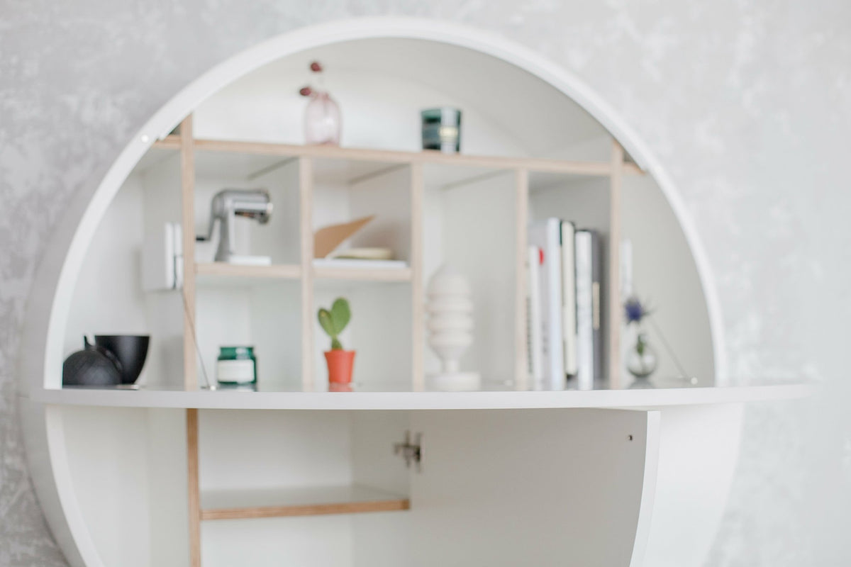 Wall mounted secretary in light cherry veneer Pill - Emko - The Cool Republic