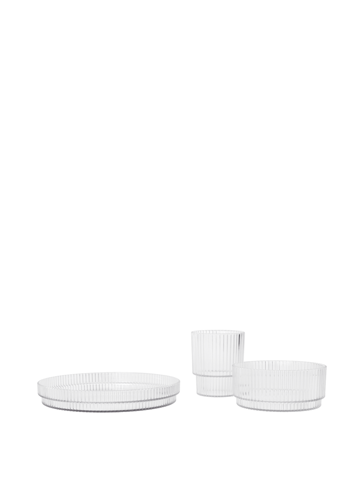 Service de vaisselle en plastique transparent Ripple - Ferm Living - The Cool Republic