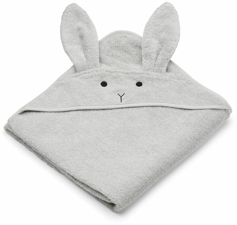Serviette de bain à capuche pour enfants lapin gris Augusta - Liewood - The Cool Republic