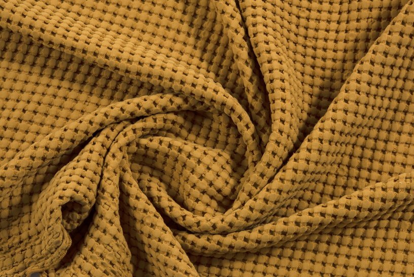 Serviette de bain L grand gaufrage moutarde 100 x 150 cm - The Cool Republic - The Cool Republic