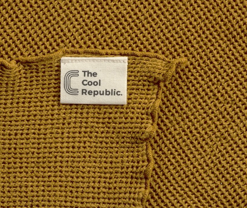 Serviette de bain M petit gaufrage moutarde 70 x 140 cm - The Cool Republic - The Cool Republic