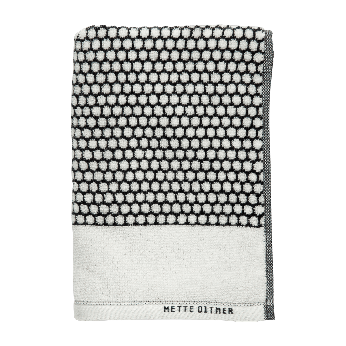 Serviette de bain motifs blanc cassé et noir 38 x 60 cm Grid - Mette Ditmer - The Cool Republic
