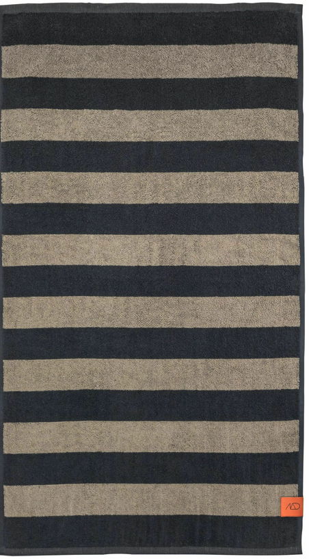 Serviette de bain rayée sable et gris 70 x 135 cm Aros - Mette Ditmer - The Cool Republic