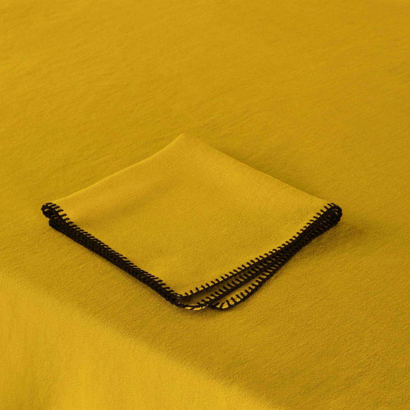 Serviette De Table Nino Jaune Ocre Et Feston Noir - Madura - The Cool Republic