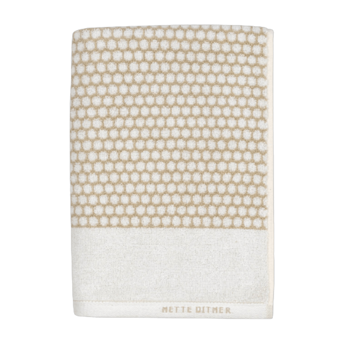 Serviette de toilette blanche et sable 70 x 140 cm Grid - Mette Ditmer - The Cool Republic