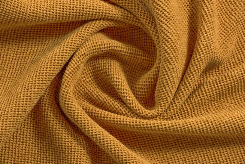 Serviette de toilette petit gaufrage moutarde 50 x 90 cm - The Cool Republic - The Cool Republic