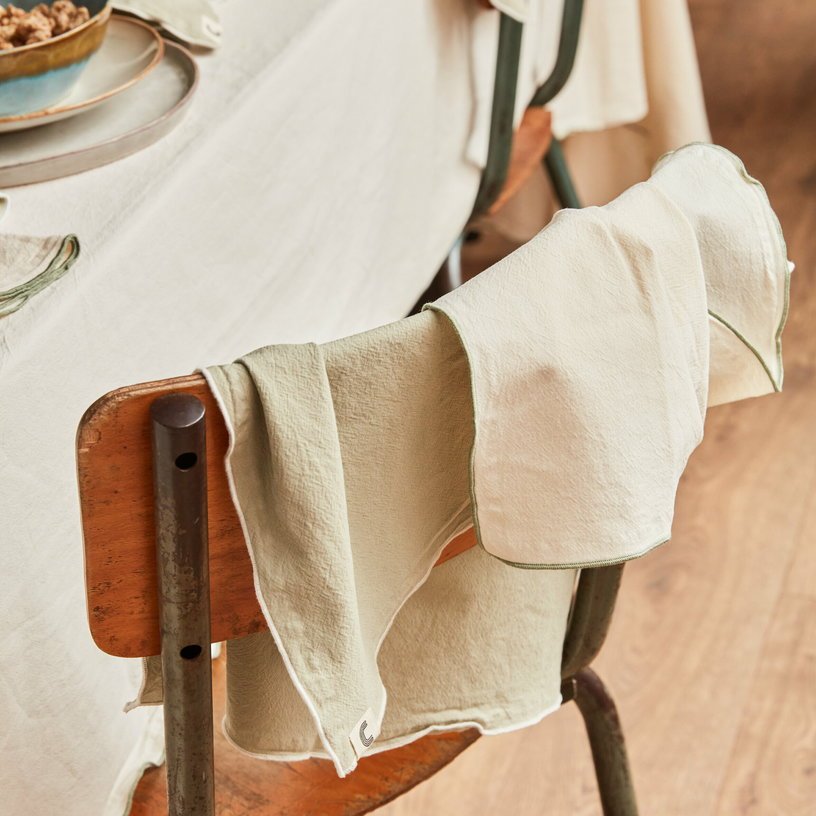 Serviette en coton lavé beige 45 x 45 cm - The Cool Republic - The Cool Republic