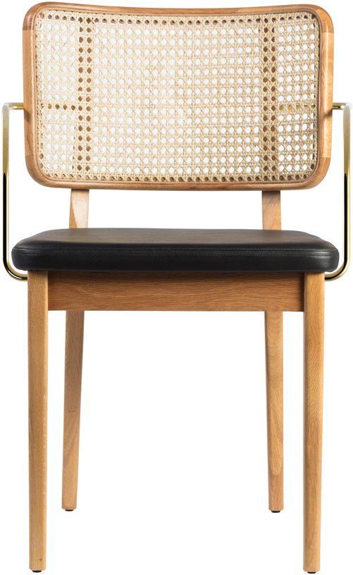 Set de 2 chaises avec accoudoirs en chêne naturel et cuir noir Cannage - RED Edition - The Cool Republic