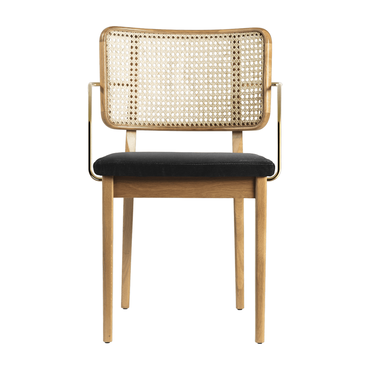 Set de 2 chaises en velours gris avec accoudoirs en chêne naturel Cannage - RED Edition - The Cool Republic