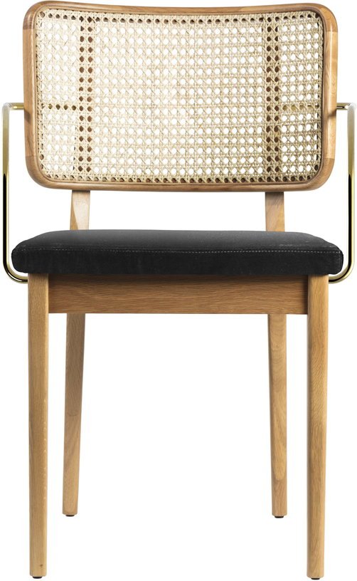 Set de 2 chaises en velours gris avec accoudoirs en chêne naturel Cannage - RED Edition - The Cool Republic