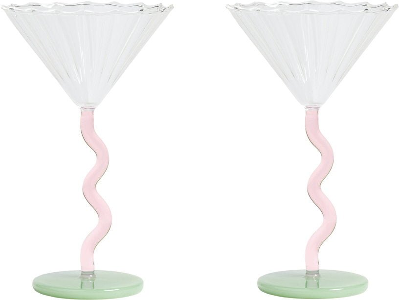 Set de 2 coupes à champagne rose 17 cm Curve - &Klevering - The Cool Republic