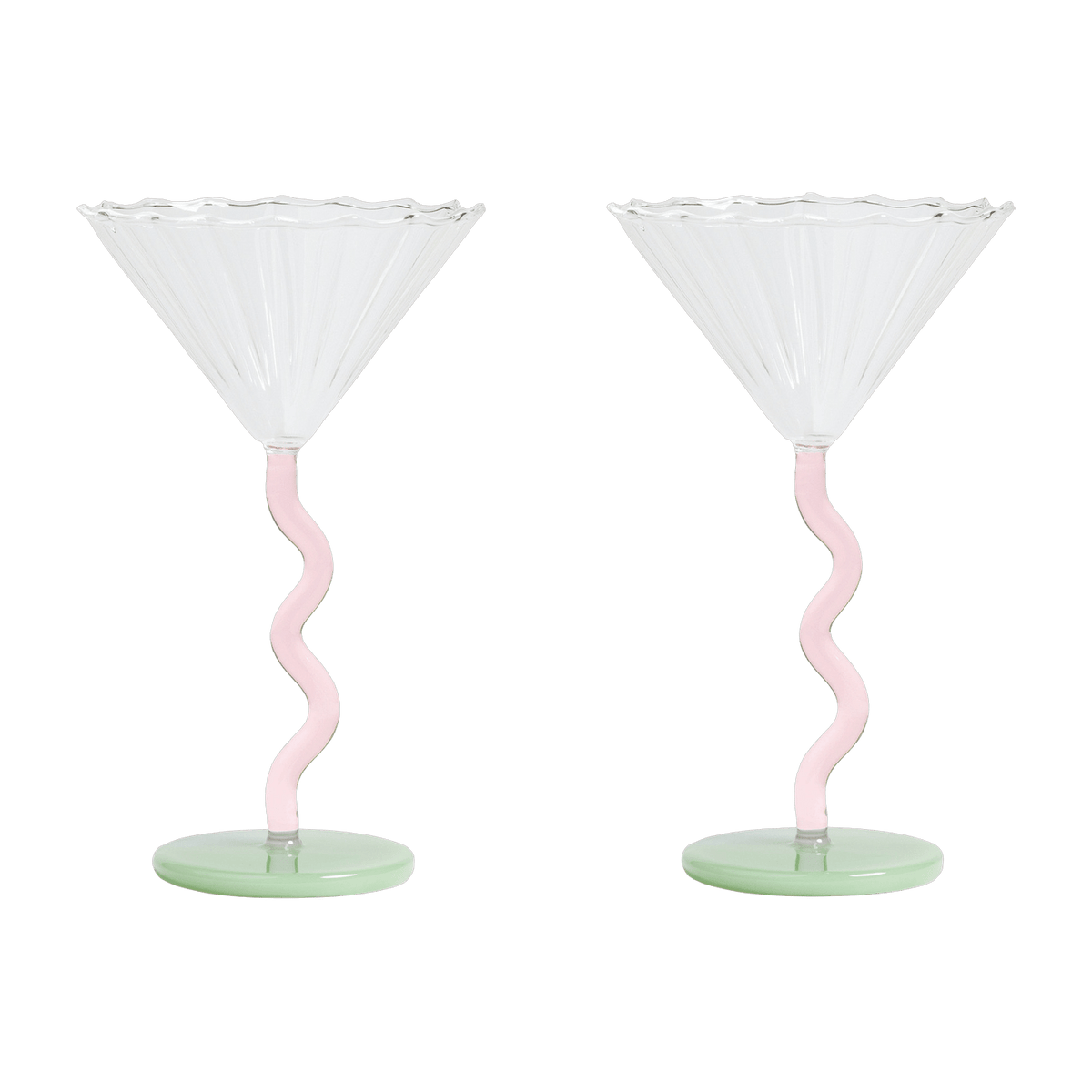 Set de 2 coupes à champagne rose 17 cm Curve - &Klevering - The Cool Republic