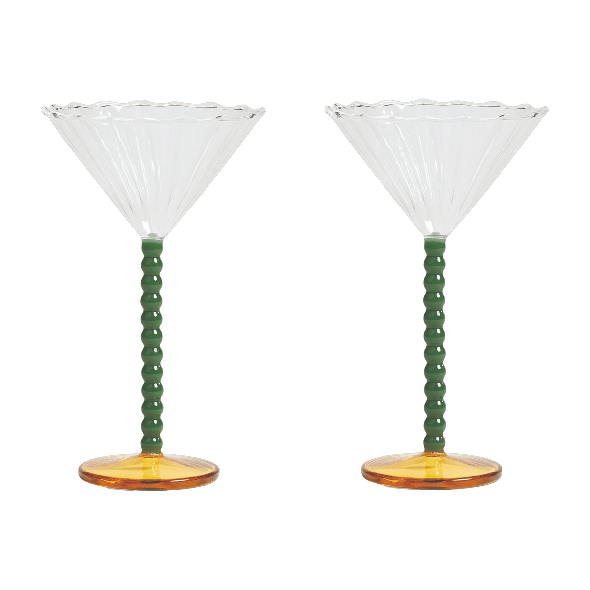 Set de 2 coupes à champagne vertes 17 cm Perle - &Klevering - The Cool Republic
